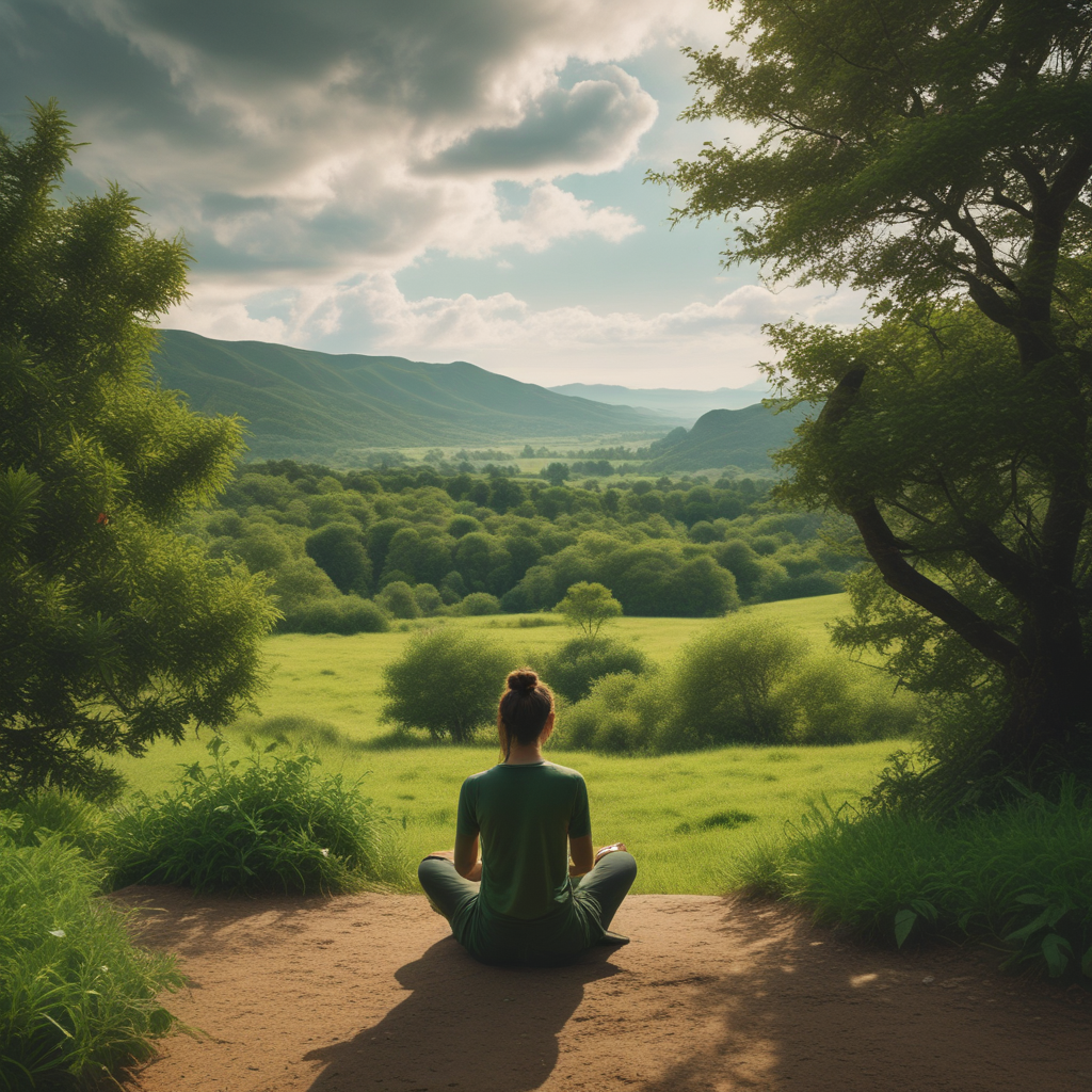 Personne méditant dans la nature