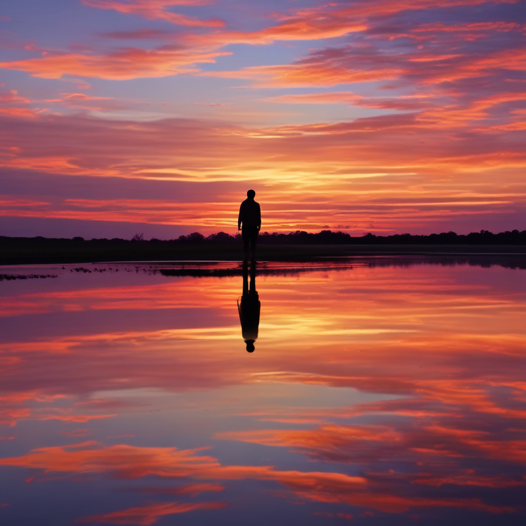 Personne regardant un coucher de soleil