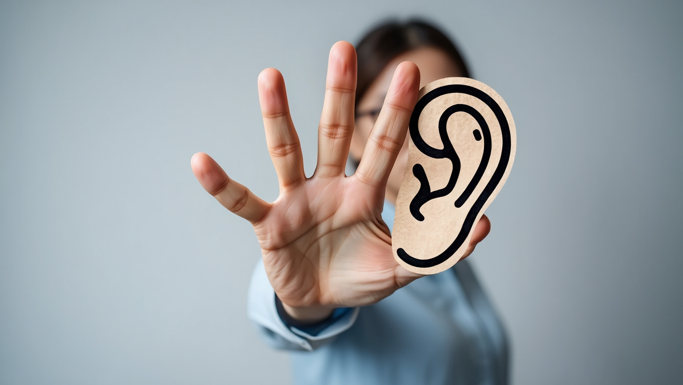 Symbole d'écoute attentive ou main tendue en signe de soutien